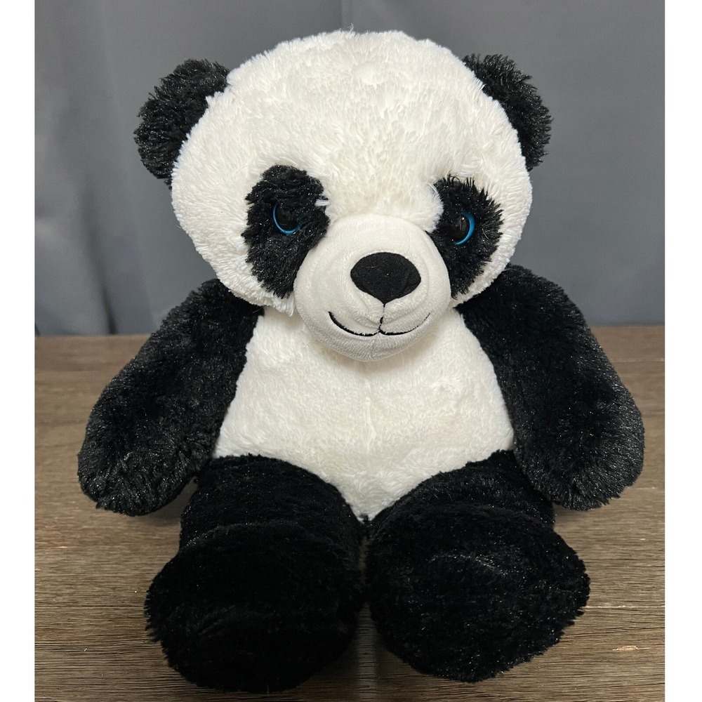 Teddy Mountain Panda Bear Plush Stuffed Animal Blue Eyes Black White Soft Toy